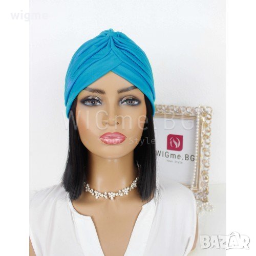 Тюрбан за коса едноцветен светлосин, снимка 1