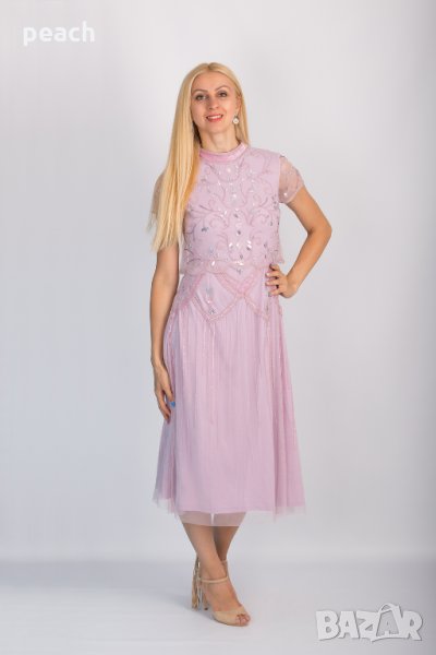 Розова рокля с пайети , снимка 1