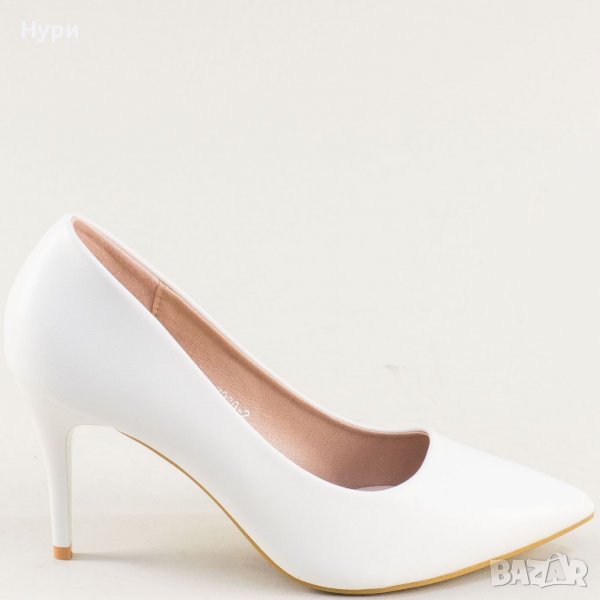 Бели официални обувки с ток, снимка 1