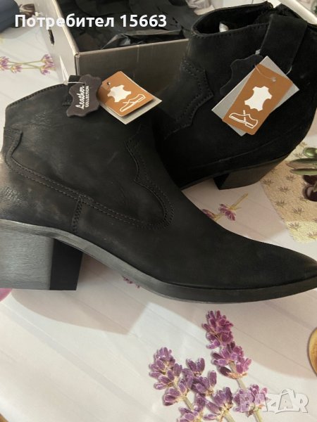 Чисто нови велурени боти на ток, снимка 1