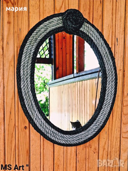 #Огледало с декорация от #конопено #въже #юта! Ръчна изработка!, снимка 1