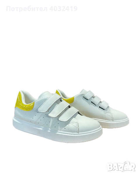 Дамски спортни обувки в бяло и жълто, снимка 1