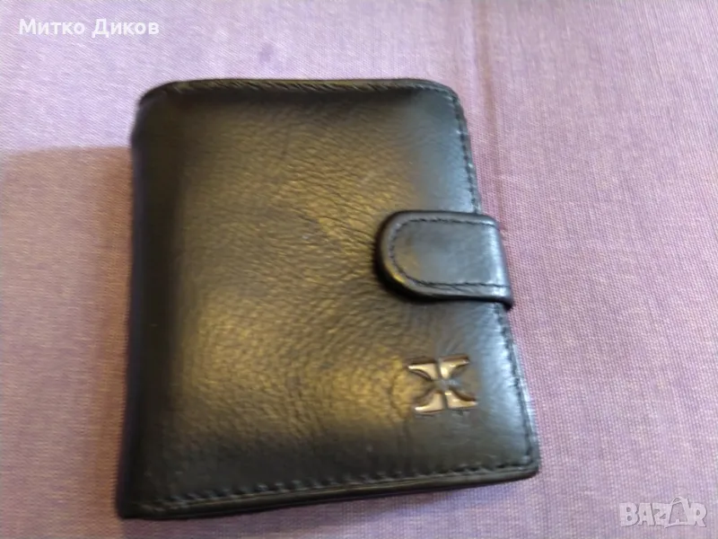 Портфейл компактен естествена кожа с вътрешен цип 100х85мм нов, снимка 1