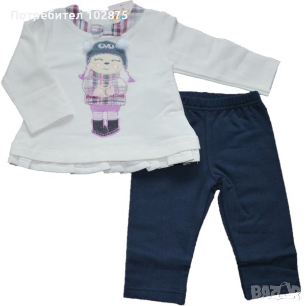 Комплект за момиченце от лека вата с пришита апликация, снимка 1
