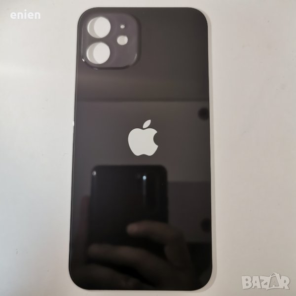 Заден капак, панел стъкло за iPhone 12 / Черен, снимка 1