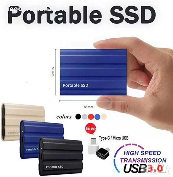 PRVDV 2TB външен хард диск USB 3.0 преносим SSD, снимка 1