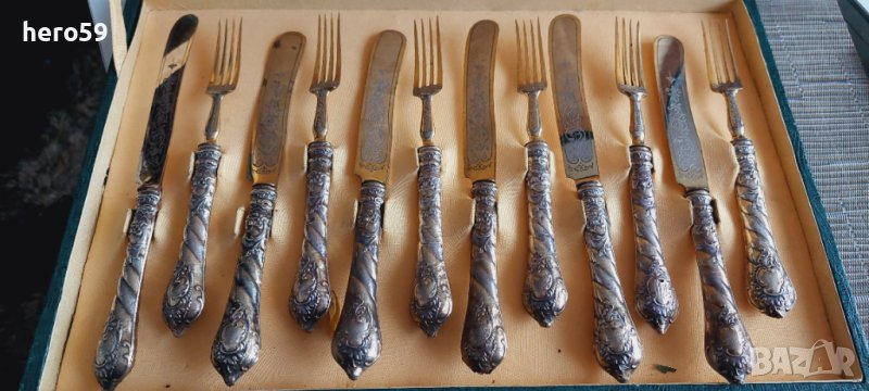 Сребърни десертни прибори-сребро 800,Сребърни чаши,сребърна кана, снимка 1