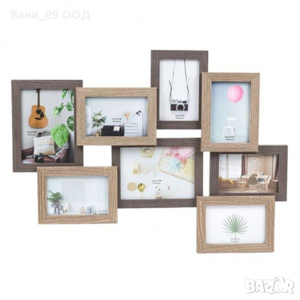 Голяма дървена рамка за 8 снимки, снимка 1