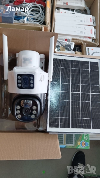 Двойна Соларна безжична водоустойчива камера WIFI 10MP LED осветяване, снимка 1