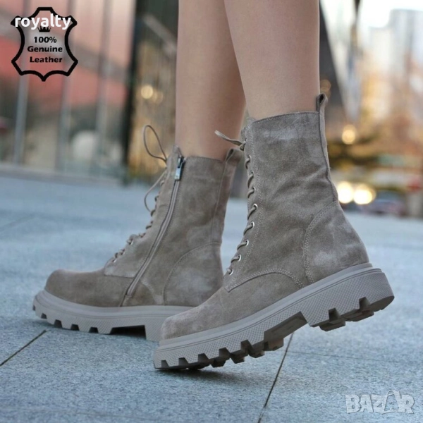 Равни боти - визон ЕСТЕСТВЕН велур - 38803, снимка 1