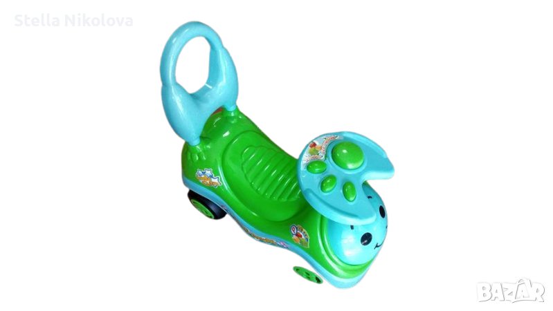 Детска кола за  яздене с весели мелодии и облегалка, снимка 1