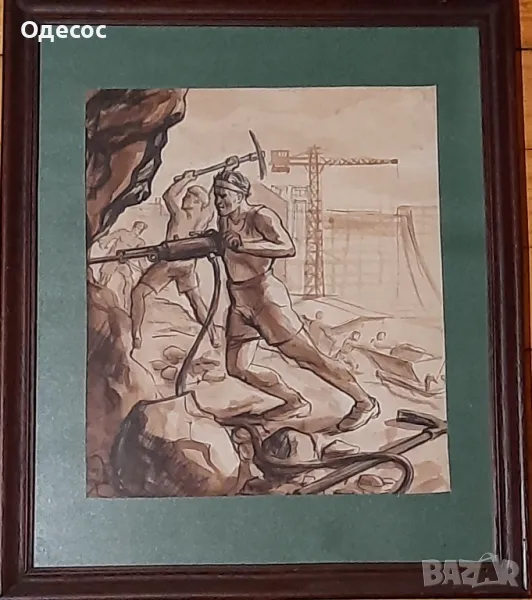 Борис Ангелушев картина  туш върху хартия, снимка 1