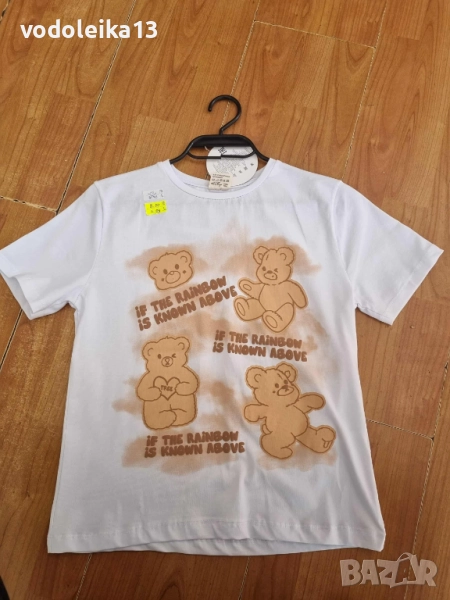 нова бяла тениска с повече мечета, снимка 1