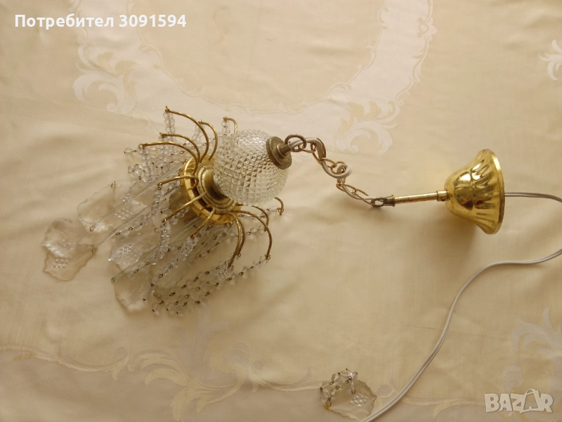  Елегантен-Чешки месингов  кристален полилей  , снимка 1
