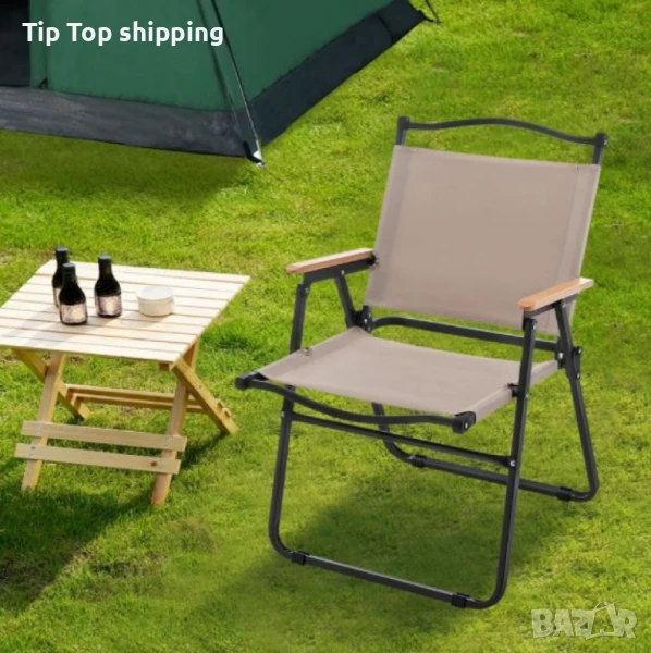 Сгъваем къмпинг стол с дървени подлакътници NS 3918/NS 3919, снимка 1