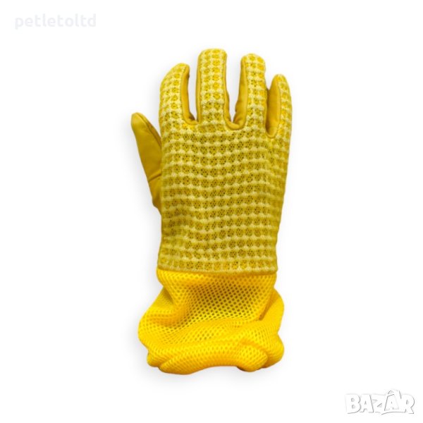 Ръкавици пчеларски от естествена кожа с ръкавели от дишаща материя, снимка 1