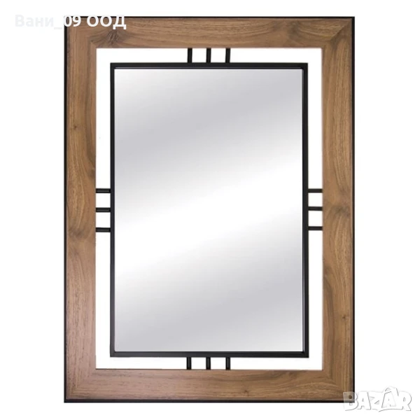 Стенно огледало от дърво и метал 60х80см, снимка 1
