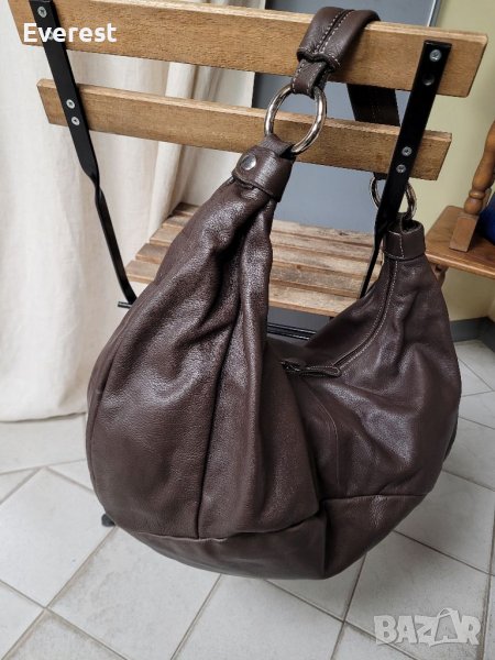FERCHI Естествена кожа голяма торба,тъмнокафява( 315$ в интернет сайтове), снимка 1
