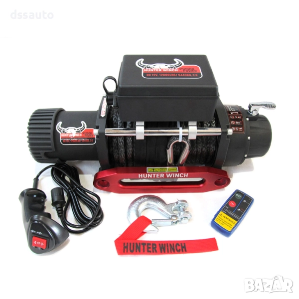 Лебедка HUNTER WINCH P12000 POWER 12V 12000lbs синтетично въже, снимка 1