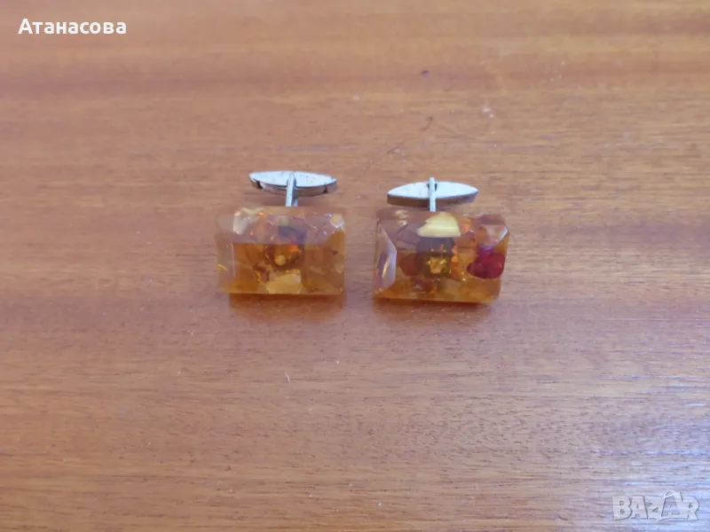 Кехлибарени бутонели копчета за ръкавели СССР 1970 г, снимка 1