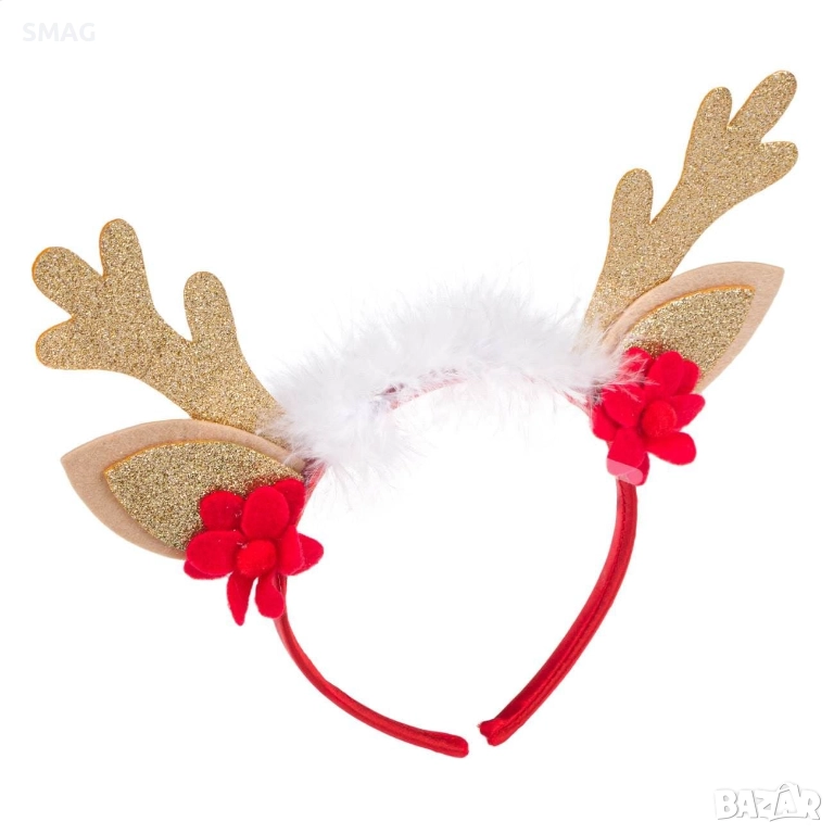 Коледна диадема Златисти Еленови рога_1181451, снимка 1