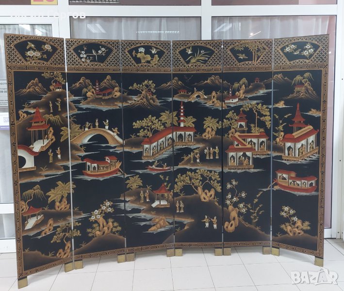 Ръчно рисуван параван, 19-ти век, снимка 1