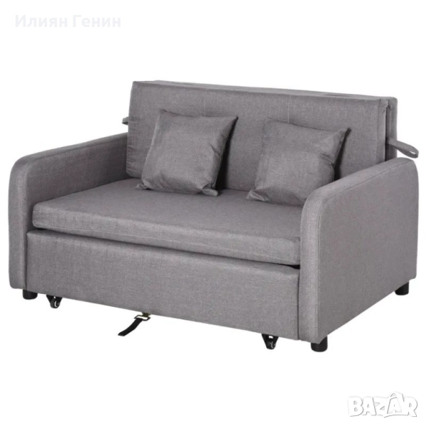 Разтегателен диван HOMCOM за 2 души с място за съхранение, снимка 1