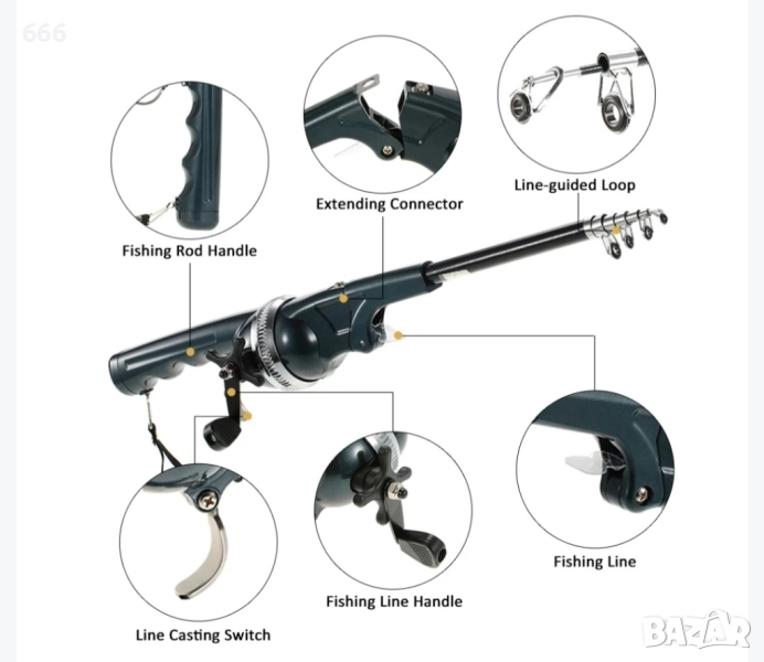 Сгъваема риболовна въдица, снимка 1