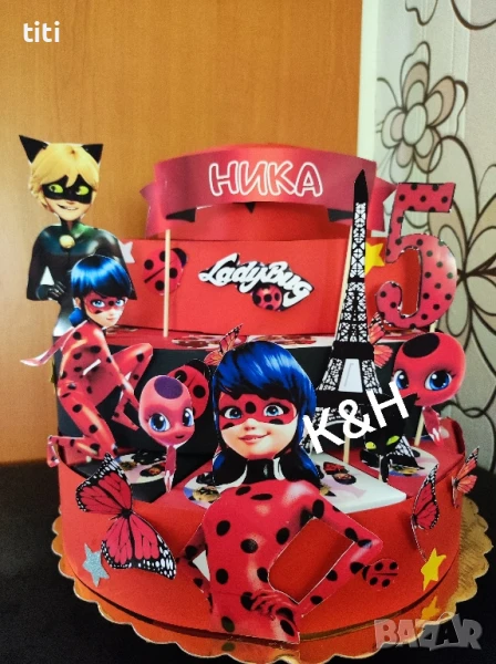 Картонена торта Калинката и черния котарак , снимка 1