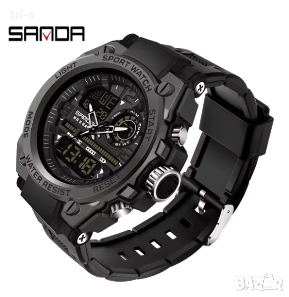 SANDA 6024 Спортен дигитален мъжки часовник LED двоен дисплей Водоустойчив военен удароустойчив, снимка 1