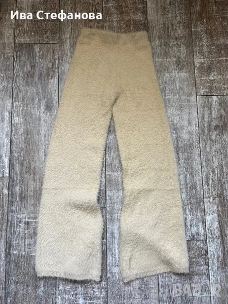 Нов вискоза висока талия топъл мек гушкав  рошав еластичен бежов nude camel панталон, снимка 1