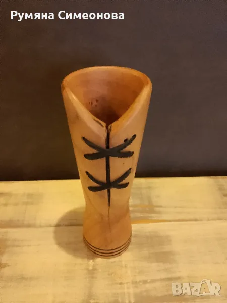 Дървена ваза , снимка 1