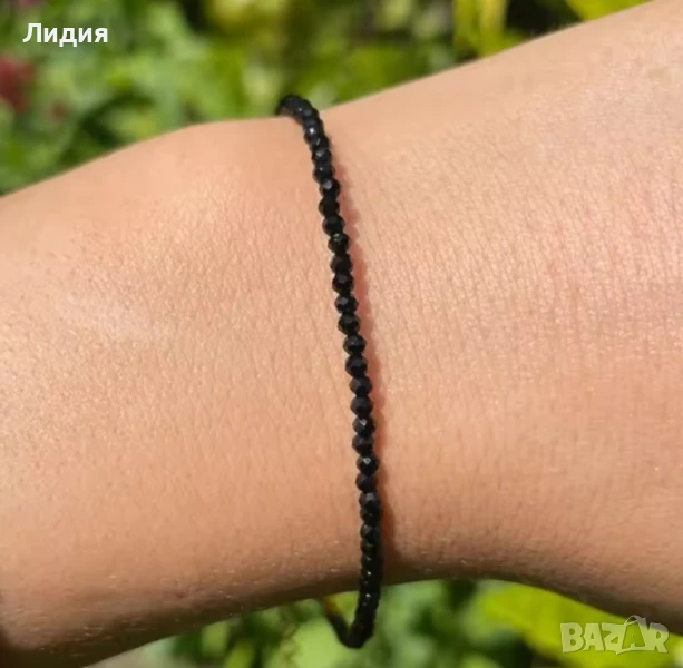 Гривна от Черен Турмалин - 3 мм, снимка 1