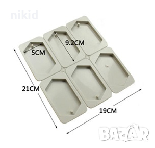 6 големи ръбати табели тагове етикети таг силиконов молд форма шоколад гипс смола, снимка 1