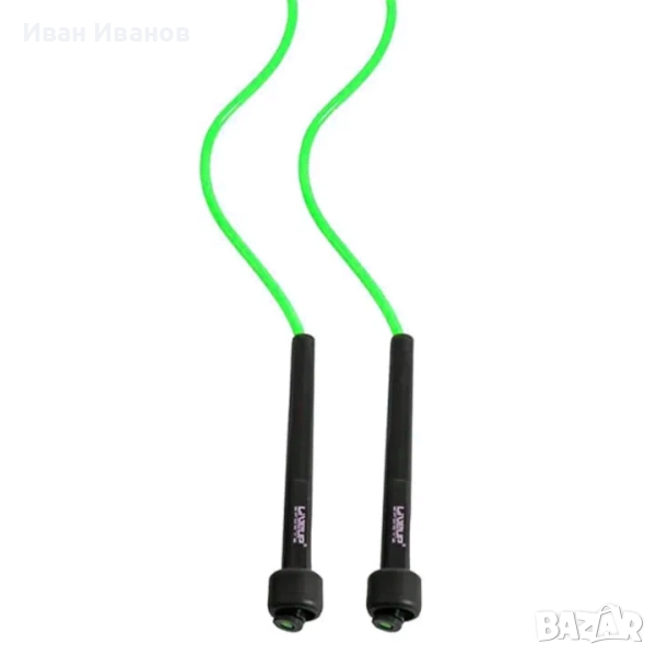 Въже за скачане, С дръжки, PVC, Зелено, снимка 1