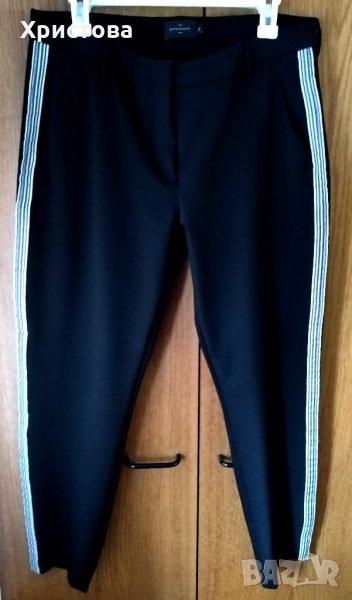Черен елегантен панталон с кант, XL, снимка 1