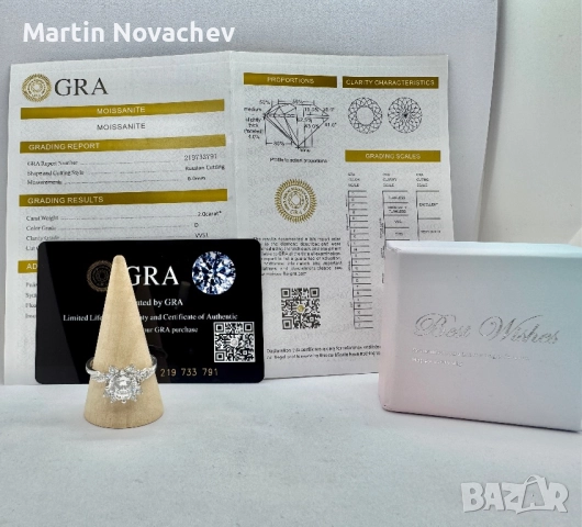 Сребърен пръстен с мойсанит (Диамант) 2 карата, снимка 2 - Пръстени - 51782381