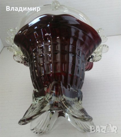 Красива кошничка/бонбониера - масивно релефно стъкло, снимка 3 - Декорация за дома - 26467136