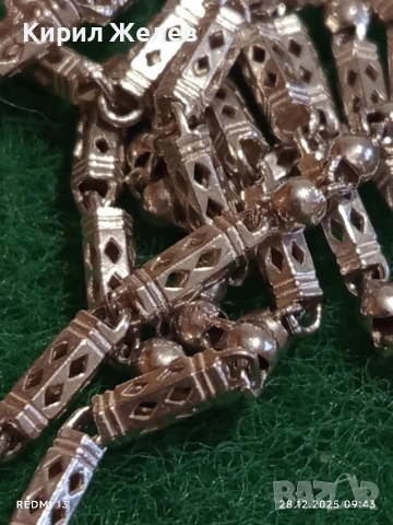 Винтидж сребърен ланец плетка тип БАРЕЛ елегантен стилен дизайн 25848, снимка 9 - Колиета, медальони, синджири - 52917435