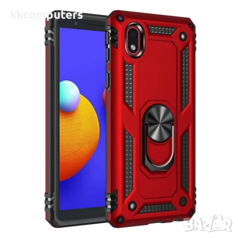 Samsung Galaxy A01 Удароустойчив Ring Holder Калъф и Протектор, снимка 2 - Калъфи, кейсове - 48625394