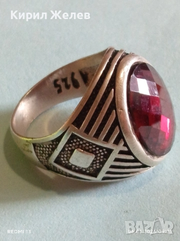 Арт Деко стил сребърен пръстен с ГРАНАТ орнаментиран майсторска изработка 51807, снимка 7 - Пръстени - 53002548