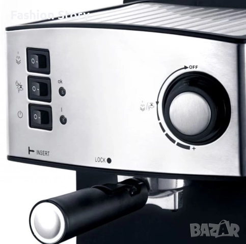 Еспресо кафемашина, 850W, Сив/Черен, снимка 2 - Кафемашини - 52216932