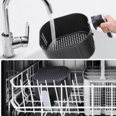 Фритюрник AirFryer Voltz, 1500W, 5л., Горещ въздух, Таймер, до 200°C, Черен, 2 ГОДИНИ ГАРАНЦИЯ, снимка 4 - Фритюрници - 52437318