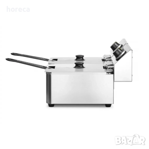 Фритюрник, електрически 2 x 6 л, регулируем термостат и защита от претоварване, снимка 3 - Обзавеждане на кухня - 52088732