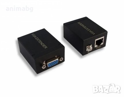 ANIMABG VGA удължител с лан кабел до 60м за връзка на PC компютър Laptop лаптоп таблет с монитор тел, снимка 3 - Кабели и адаптери - 44060286