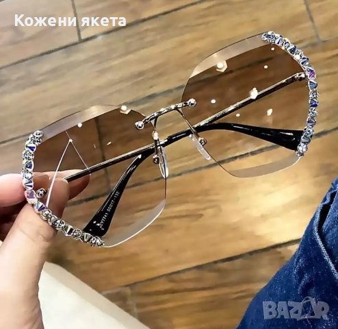 Слънчеви очила с кафеви стъкла и ефектни камъни