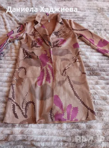 Шарено кафяво сако-тип манто, снимка 2 - Сака - 50358871