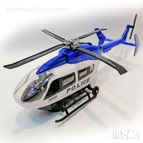 Полицейски хеликоптер със звукови и светлинни ефекти, снимка 2 - Влакчета, самолети, хеликоптери - 51733581