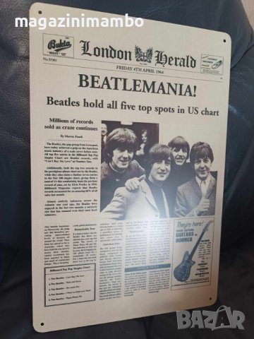 The Beatles-Beatlemania-метална табела (плакет), снимка 2 - Китари - 43938919