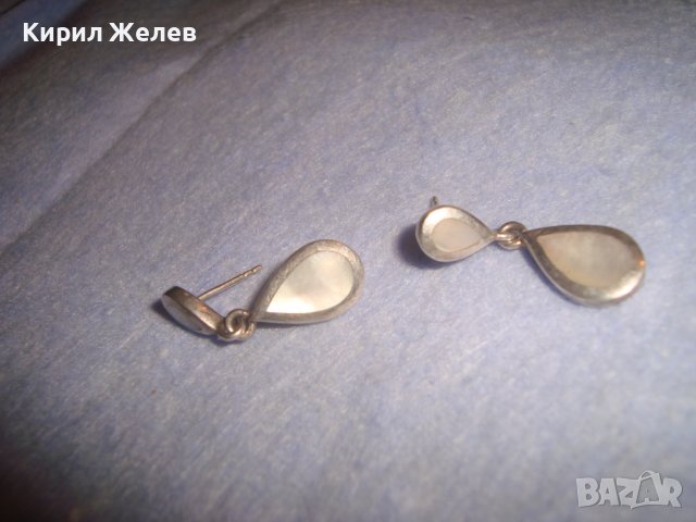 ВИНТИДЖ СРЕБЪРНИ СЕДЕФЕНИ АР НУВО ОБЕЦИ СРЕБРО 925 АНГЛИЯ РЪЧНА ЮВЕЛИРНА ИЗРАБОТКА 27169, снимка 8 - Обеци - 36817705